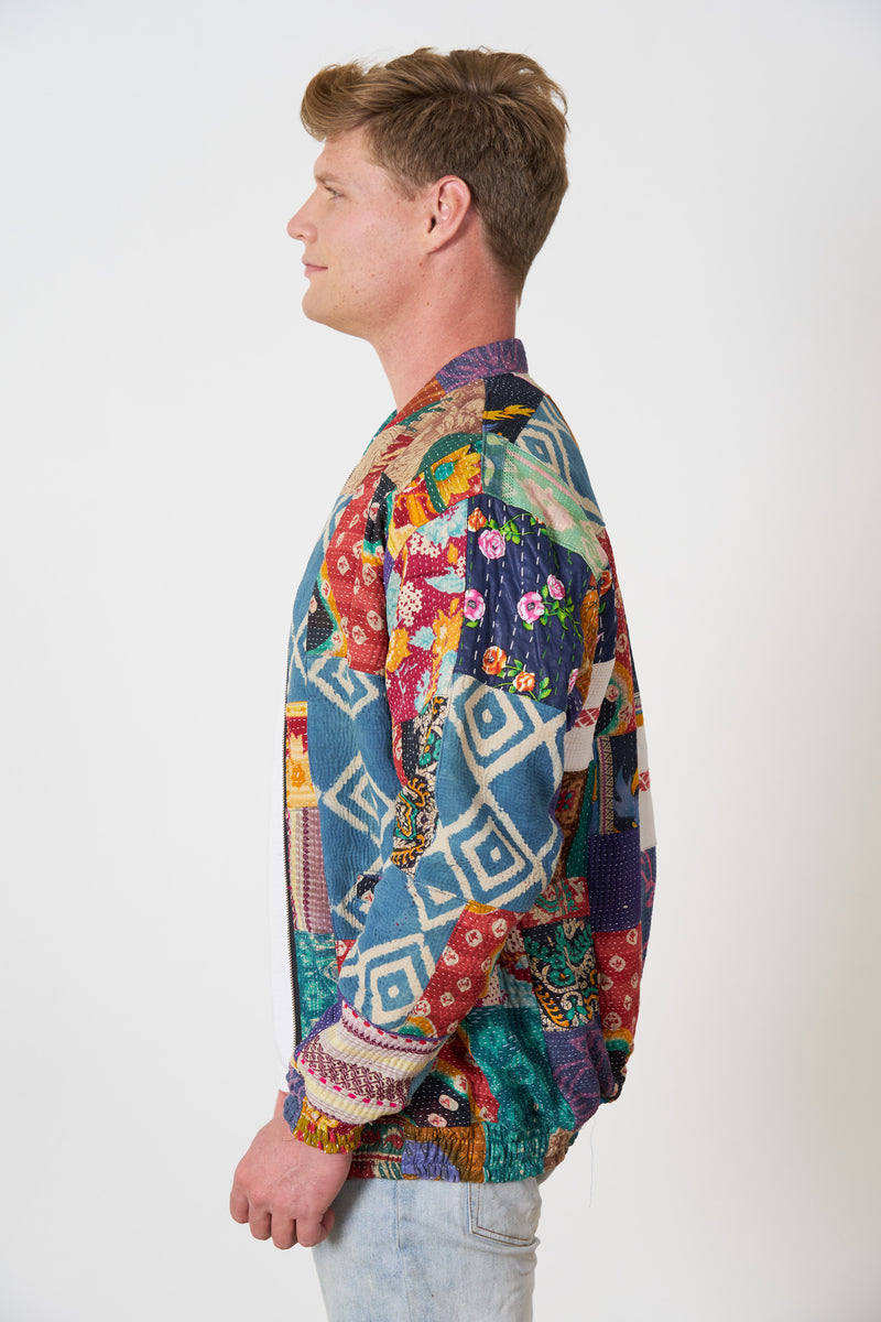 One of a Kind Colourful Patchwork Bomber Jacket