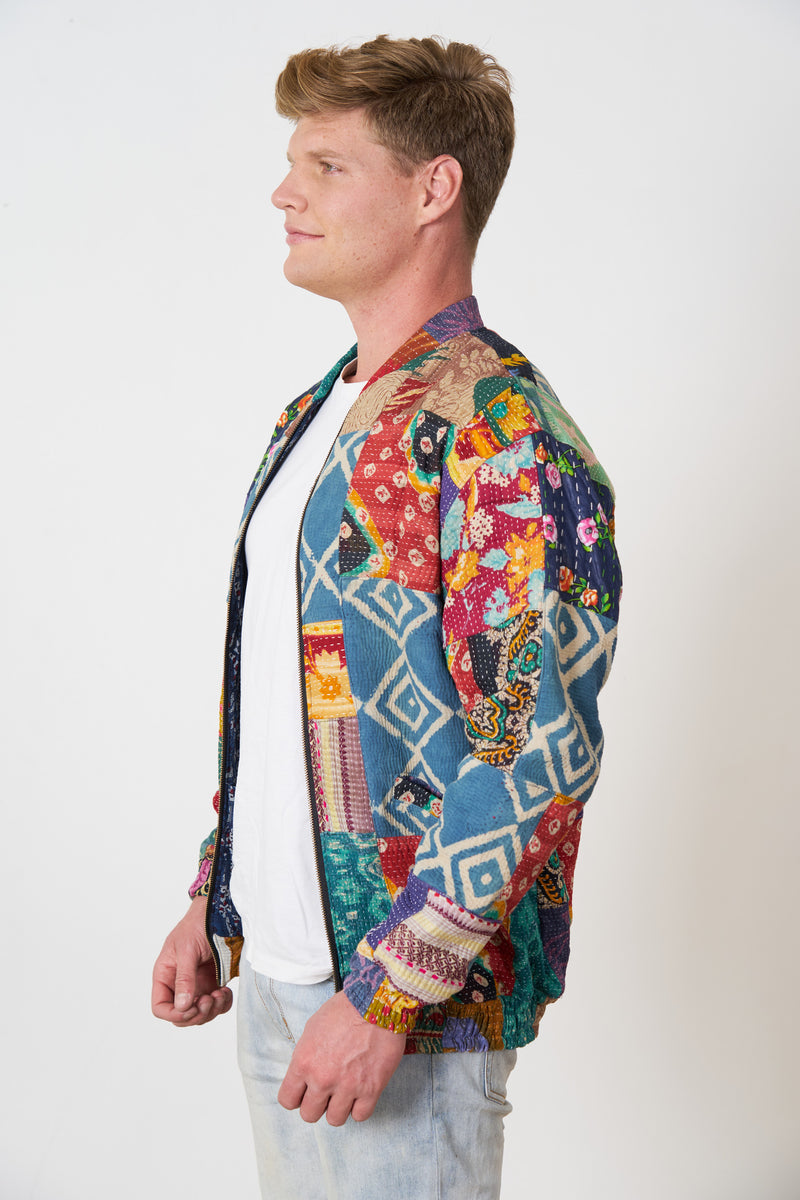 One of a Kind Colourful Patchwork Bomber Jacket