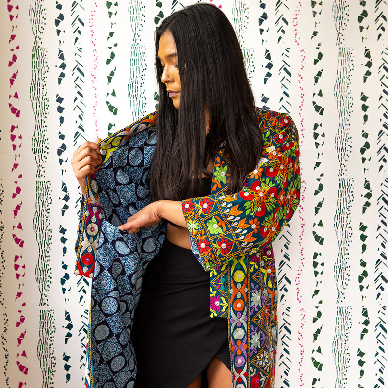 One-of-a-Kind, Recycled, Reversible Kimono (S - L)
