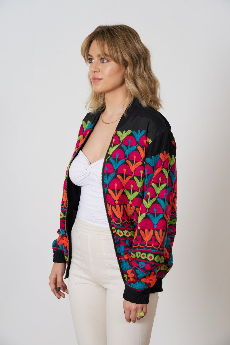 One of a Kind Hand Embroidered Bomber Jacket