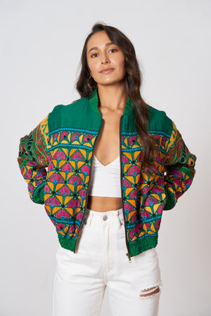 One of a Kind Hand Embroidered 70's Bomber Jacket