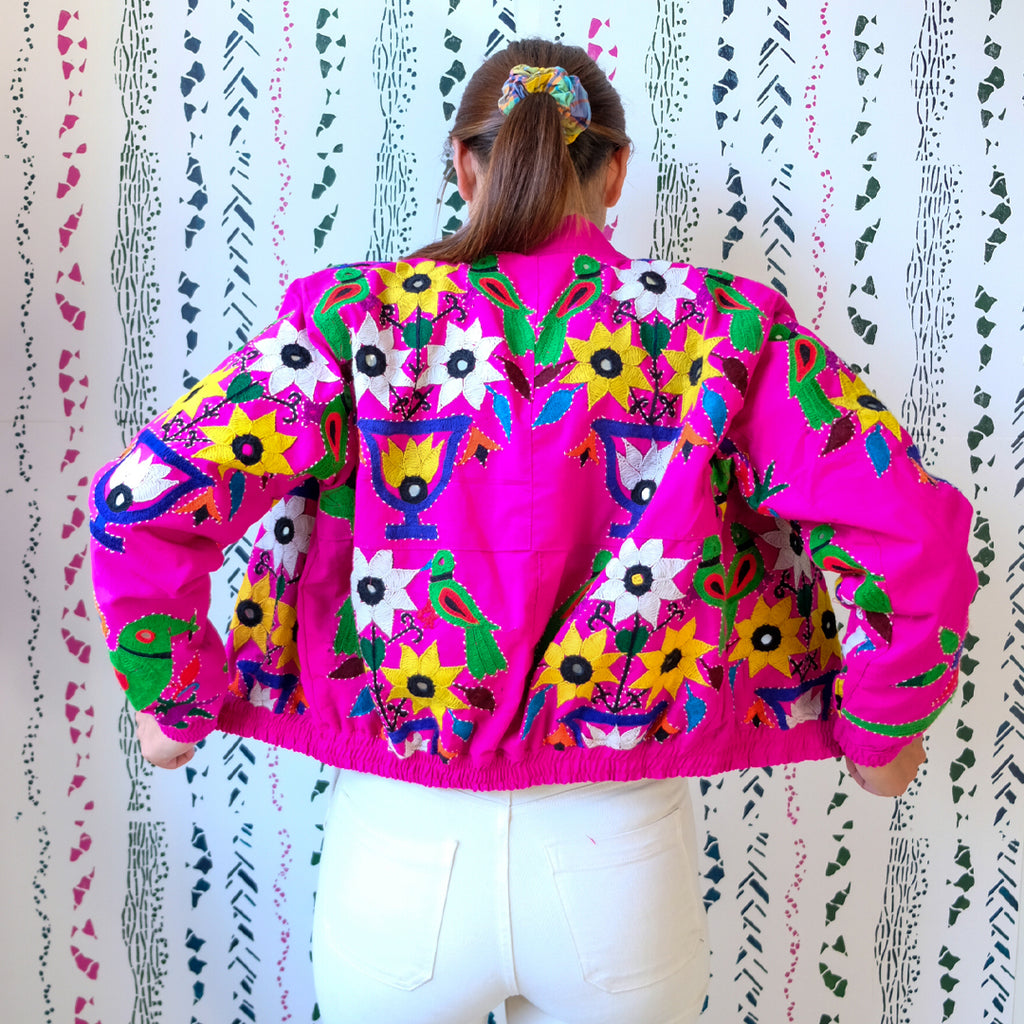 One of a Kind, Recycled Pink Bomber (S - M)